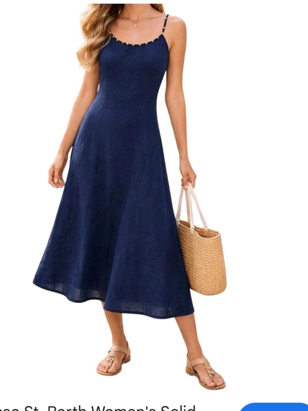 Calypso St Barth XS Navy Spaghetti-Strap Midi Dress